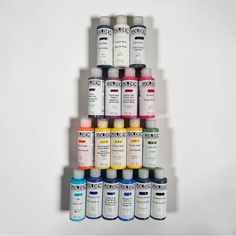 New Golden Fluid Acrylic Paint Colors- 18 Total, -4 oz Bottles